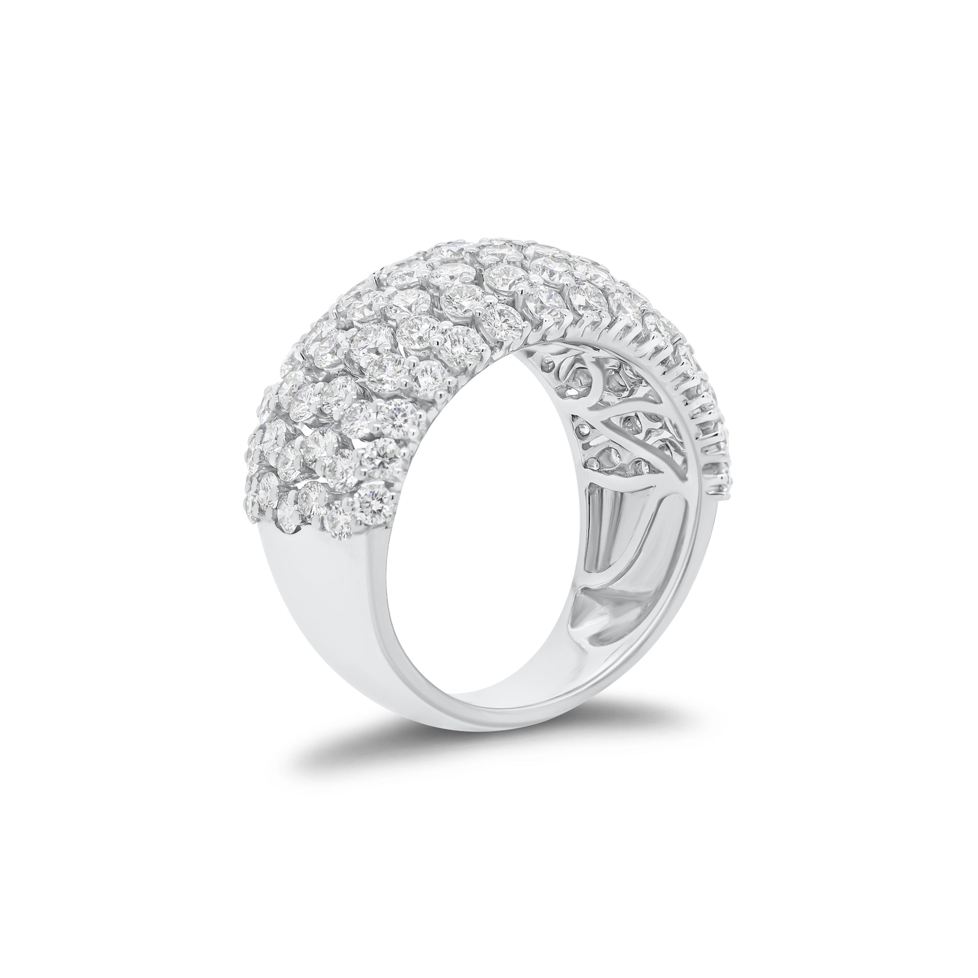 Diamond puffy fashion ring - 18K gold weighing 7.99 grams  - 98 round diamonds weighing 3.13 carats