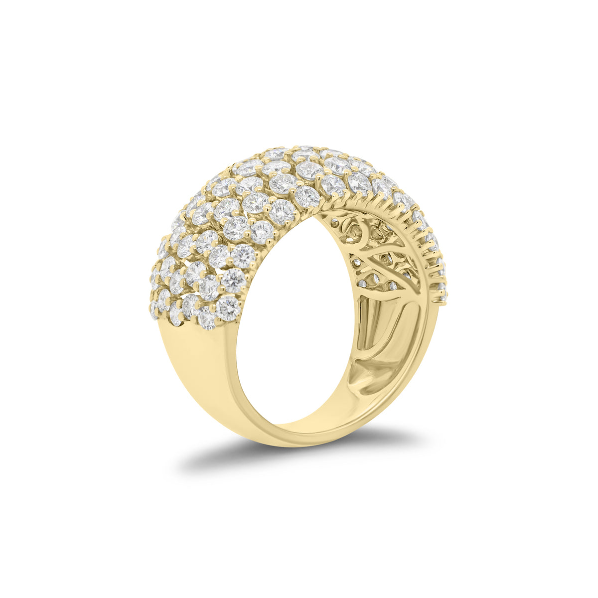 Diamond puffy fashion ring - 18K gold weighing 7.99 grams  - 98 round diamonds weighing 3.13 carats