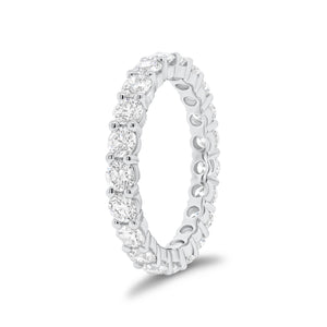 Classic Shared Prong-Set Diamond Eternity Band -18k white gold weighing 3.07 grams -21 round diamonds weighing 2.05 carats