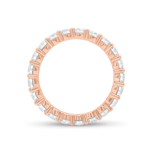 Classic Shared Prong-Set Diamond Eternity Band -18k rose gold weighing 3.07 grams -21 round diamonds weighing 2.05 carats
