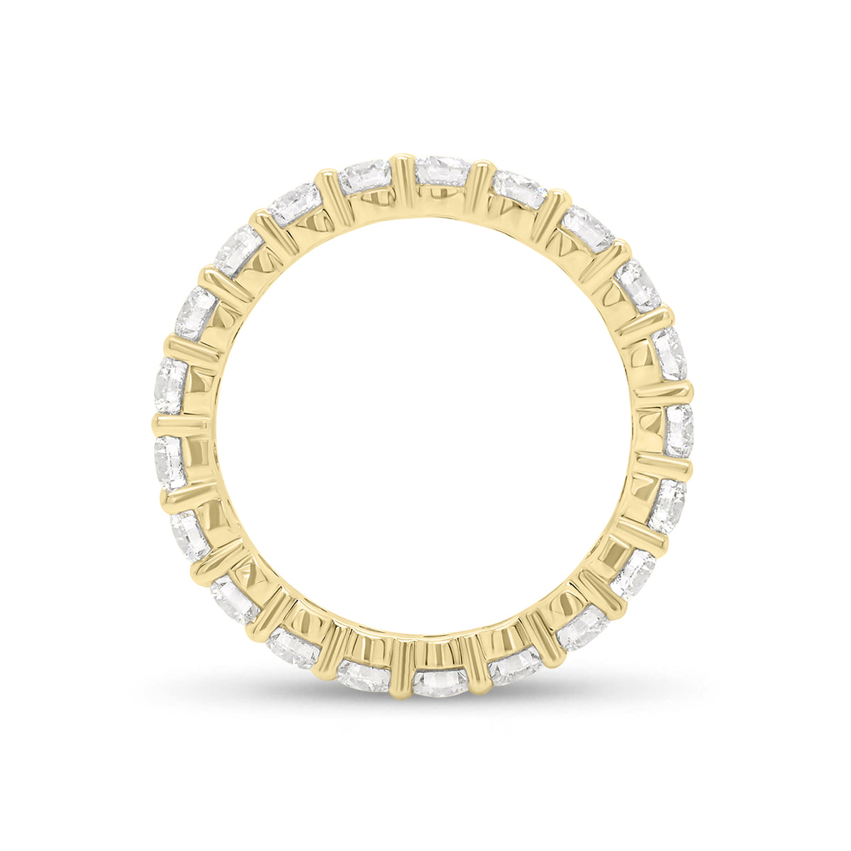 Classic Shared Prong-Set Diamond Eternity Band -18k yellow gold weighing 3.07 grams -21 round diamonds weighing 2.05 carats