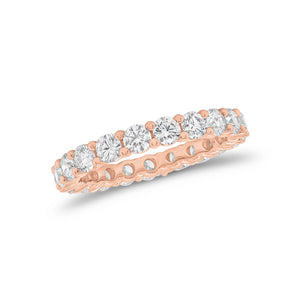 Classic Shared Prong-Set Diamond Eternity Band -18k rose gold weighing 3.07 grams -21 round diamonds weighing 2.05 carats