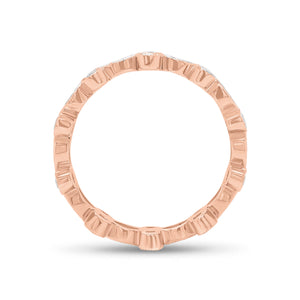 Alternating Marquise & Round Diamond Eternity Band with Milgrain -18k rose gold weighing 2.96 grams -10 marquise diamonds weighing 0.90 carats -20 round diamonds weighing .70 carats
