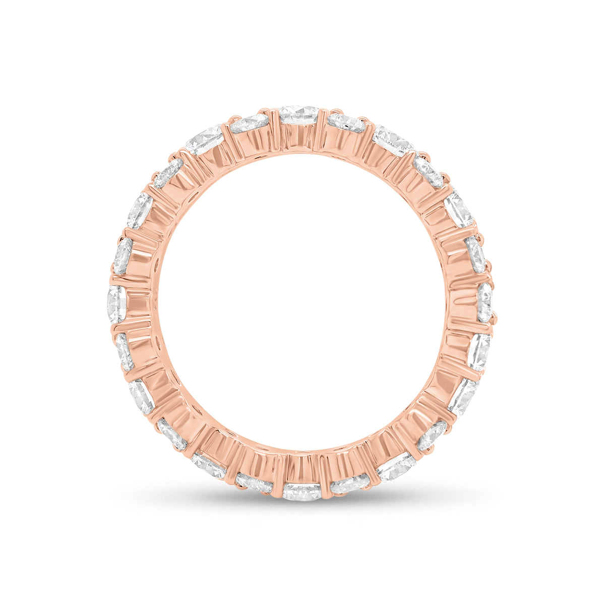 Staggered Diamond Eternity Band -18k rose gold weighing 4.14 grams -12 round diamonds weighing 2.40 carats -24 round diamonds weighing 1.38 carats