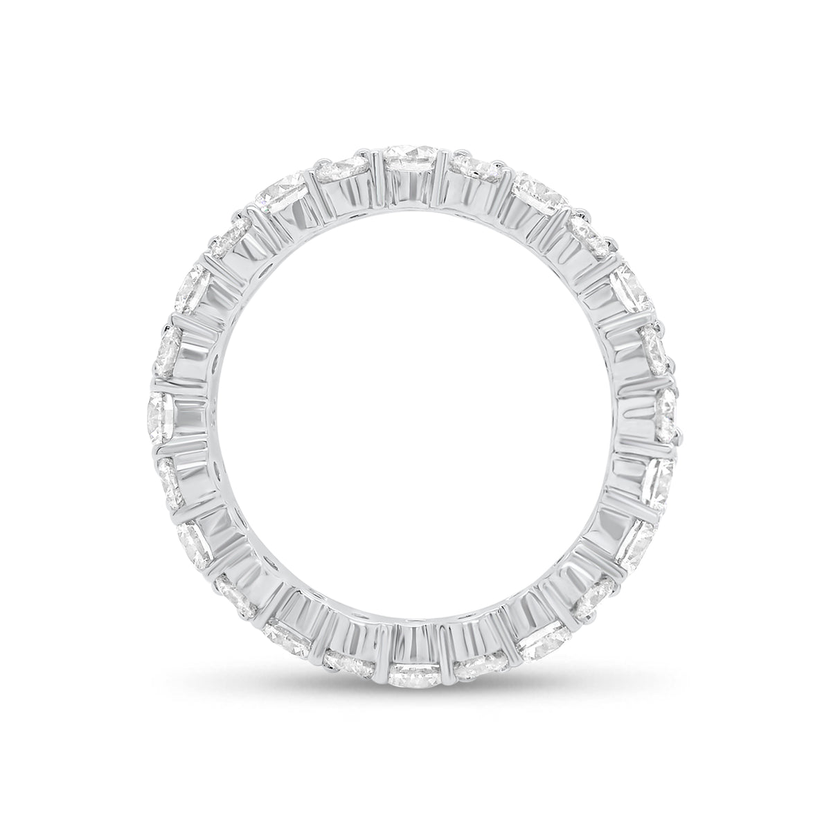 Staggered Diamond Eternity Band -18k white gold weighing 4.14 grams -12 round diamonds weighing 2.40 carats -24 round diamonds weighing 1.38 carats