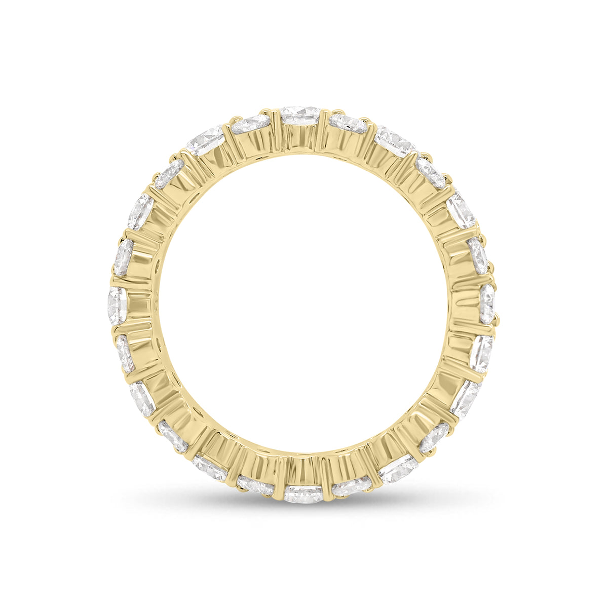 Staggered Diamond Eternity Band -18k yellow gold weighing 4.14 grams -12 round diamonds weighing 2.40 carats -24 round diamonds weighing 1.38 carats