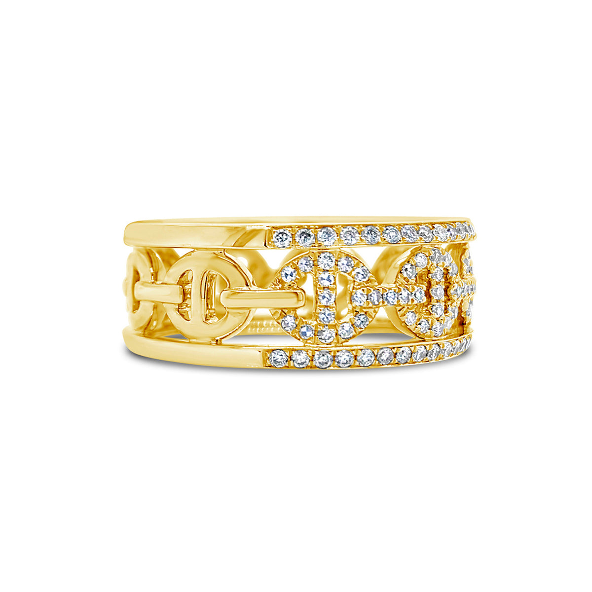 Diamond Anchor Chain Band  - 14K gold weighing 5.91 grams  - 0.59 total carat weight