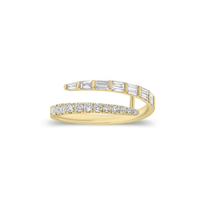 Baguette & Round Diamond Wrap Ring - 14K gold weighing 1.96 grams - 12 round diamonds weighing 0.22 carats - 12 straight baguettes weighing 0.28 carats