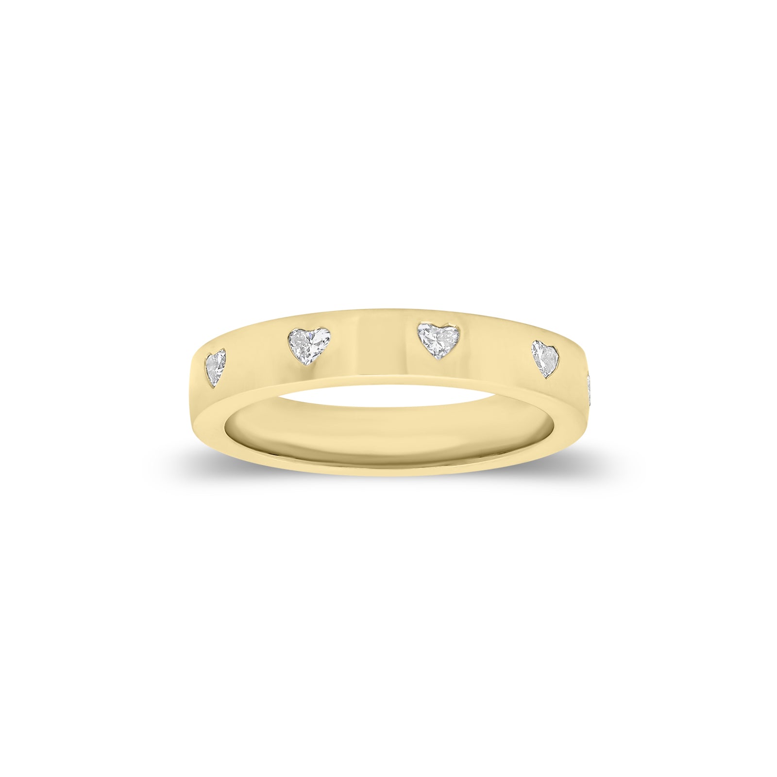 Heart Diamond Stackable Ring - 14K gold weighing 4.53 grams  - 10 heart-shaped diamonds weighing 0.54 carats