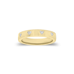 Heart Diamond Stackable Ring - 14K gold weighing 4.53 grams  - 10 heart-shaped diamonds weighing 0.54 carats