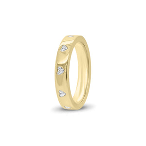 Heart Diamond Stackable Ring - 14K gold weighing 4.53 grams - 10 heart-shaped diamonds weighing 0.54 carats