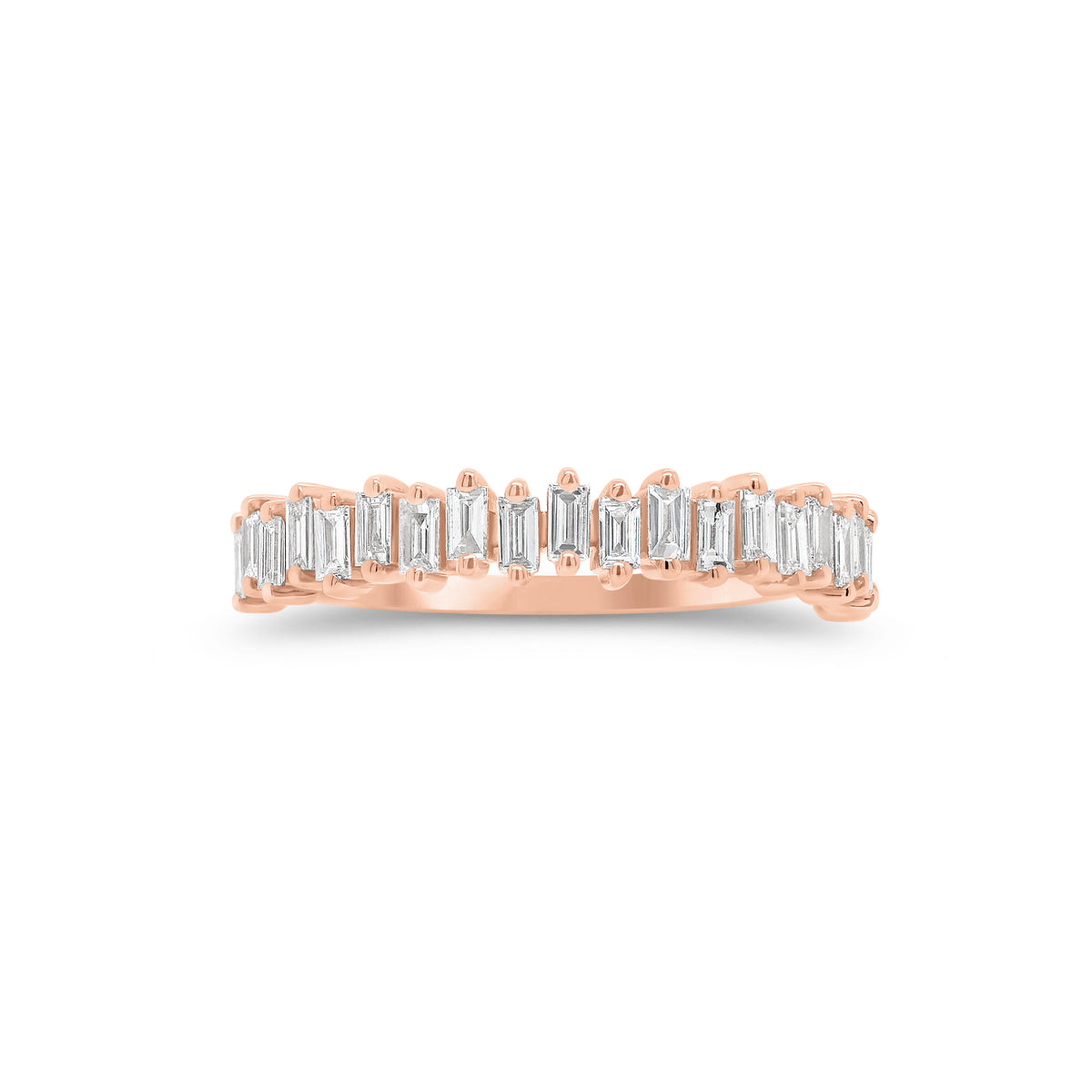 Baguette Diamond Levels Ring - 14K gold weighing 1.71 grams - 21 slim baguettes weighing 0.38 carats
