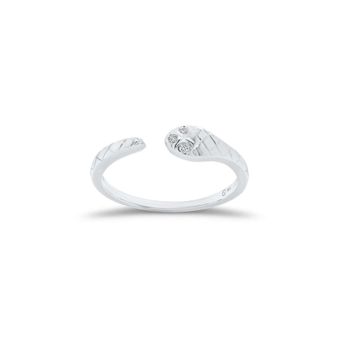Diamond Snake Open Ring - 14K gold weighing 1.44 grams - 3 round diamonds weighing 0.02 carats
