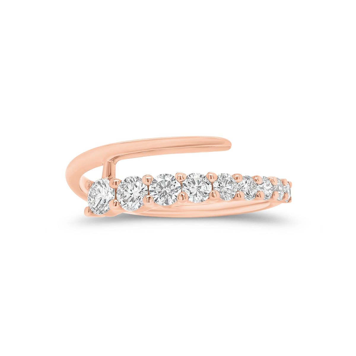 Graduated Diamond Wrap Ring - 14K gold weighing grams - 9 round diamonds weighing 0.52 carats
