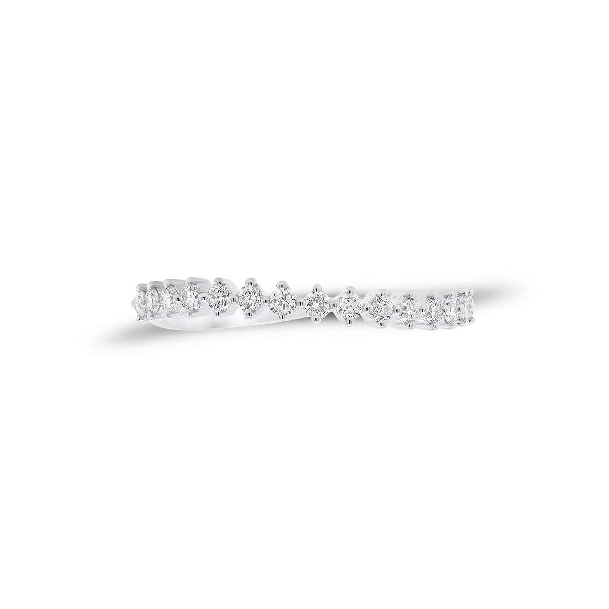 Prong-Set Diamond Wave Ring - 14K gold weighing 0.98 grams  - 15 round diamonds weighing 0.24 carats