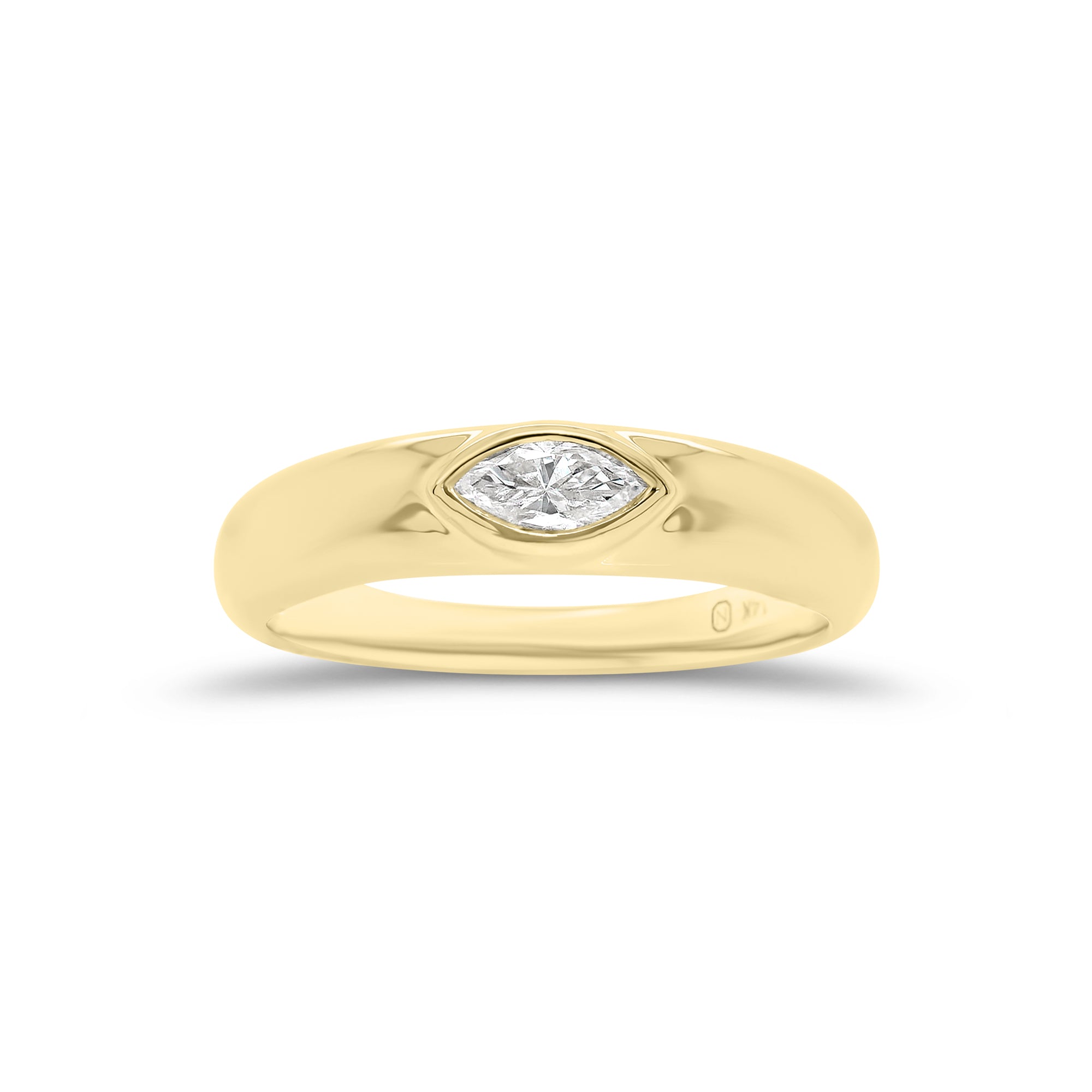 Bezel-Set Marquise Diamond Band - 14K gold weighing 3.05 grams  - 0.23 ct marquise-shaped diamond