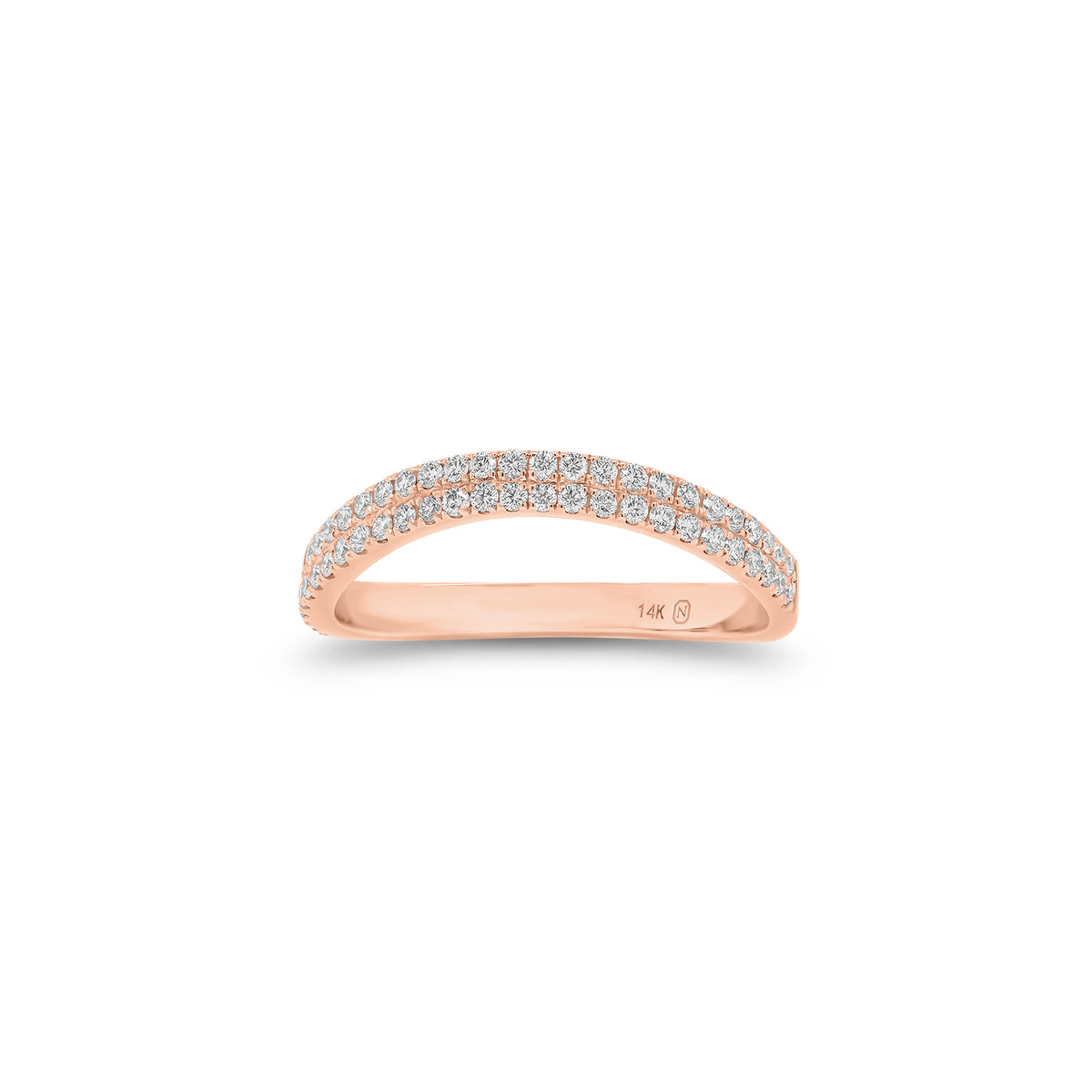 Diamond Wave Stackable Ring - 14K gold weighing 1.82 grams - 74 round diamonds weighing 0.36 carats
