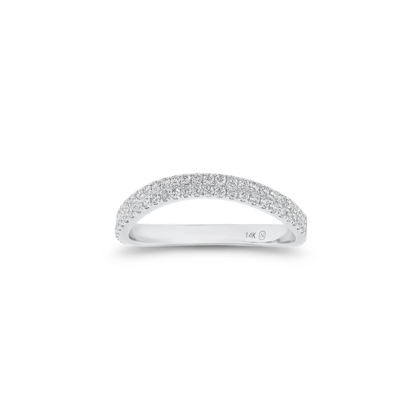 Diamond Wave Stackable Ring - 14K gold weighing 1.82 grams  - 74 round diamonds weighing 0.36 carats
