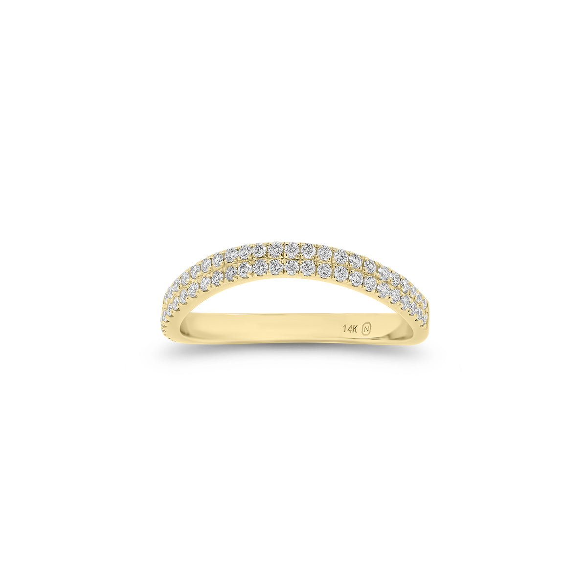 Diamond Wave Stackable Ring - 14K gold weighing 1.82 grams - 74 round diamonds weighing 0.36 carats