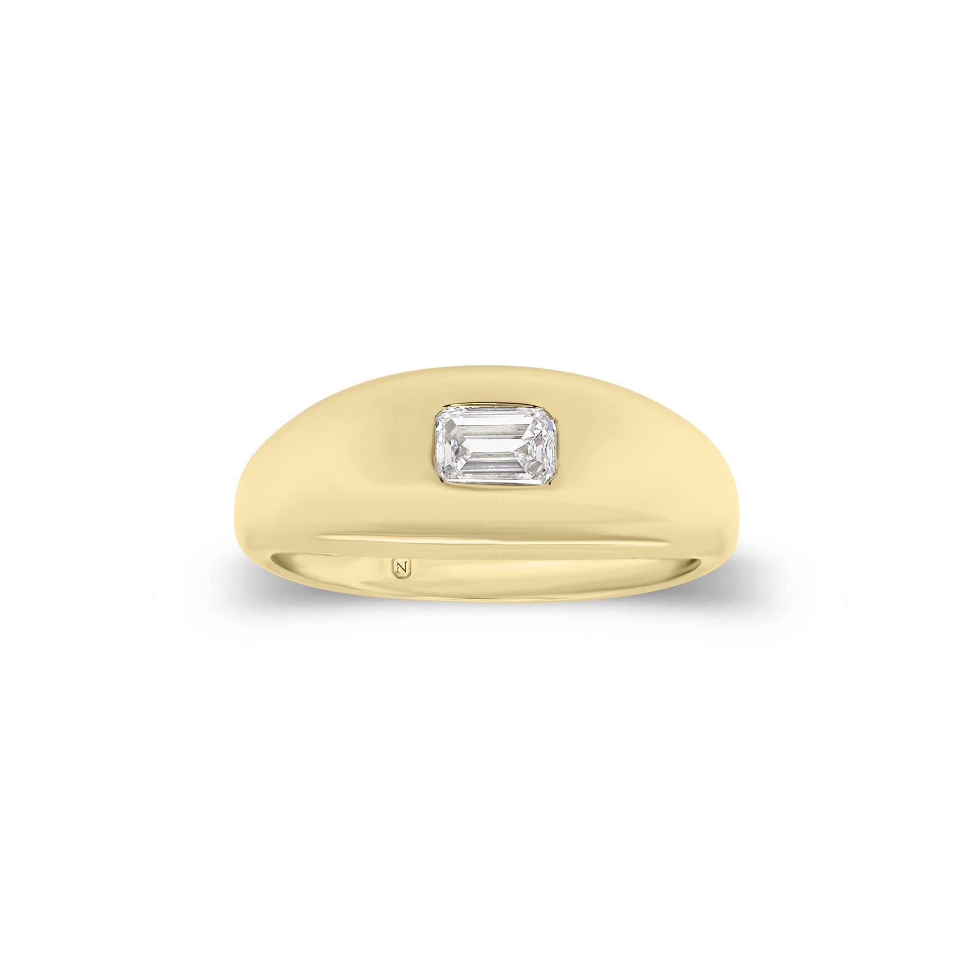 Emerald-Cut Diamond Dome Ring - 14K gold weighing 4.04 grams  - 0.38 ct emerald-cut diamond