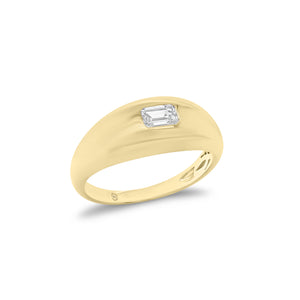 Emerald-Cut Diamond Dome Ring - 14K gold weighing 4.04 grams - 0.38 ct emerald-cut diamond