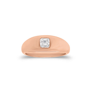 Asscher Cut Diamond Dome Ring - 14K gold weighing 4.09 grams - 0.35 ct Asscher cut diamond