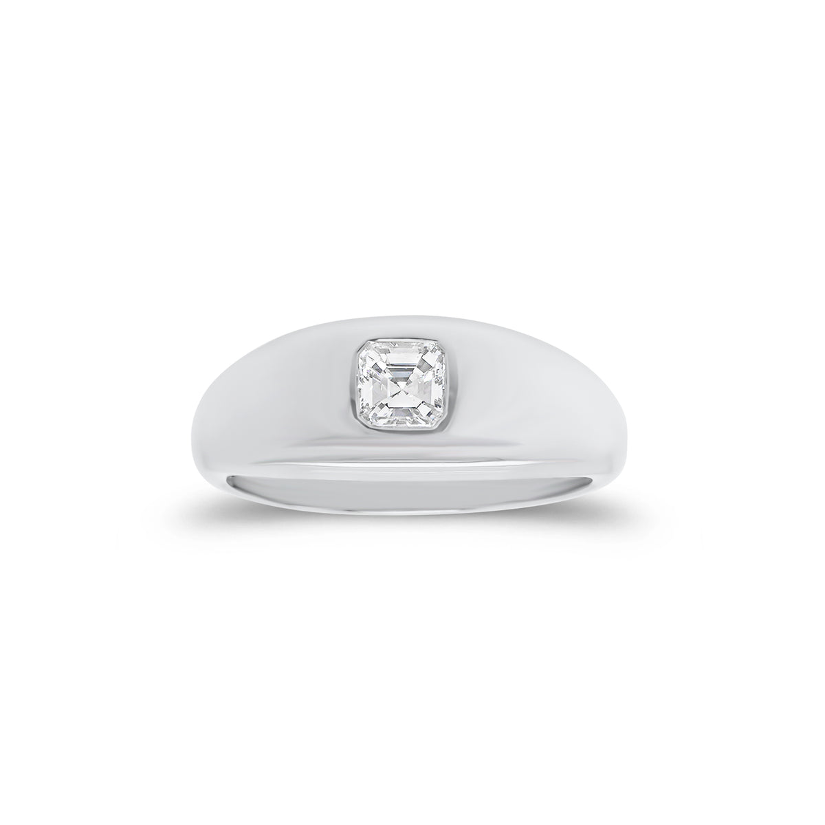 Asscher Cut Diamond Dome Ring - 14K gold weighing 4.09 grams - 0.35 ct Asscher cut diamond