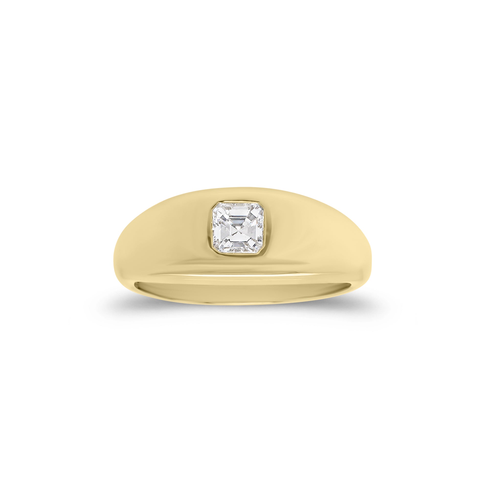 Asscher Cut Diamond Dome Ring - 14K gold weighing 4.09 grams  - 0.35 ct Asscher cut diamond