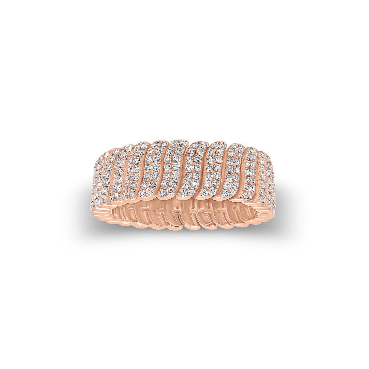 Pave Diamond Wave Band - 14K gold weighing 5.10 grams - 406 round diamonds weighing 1.13 carats