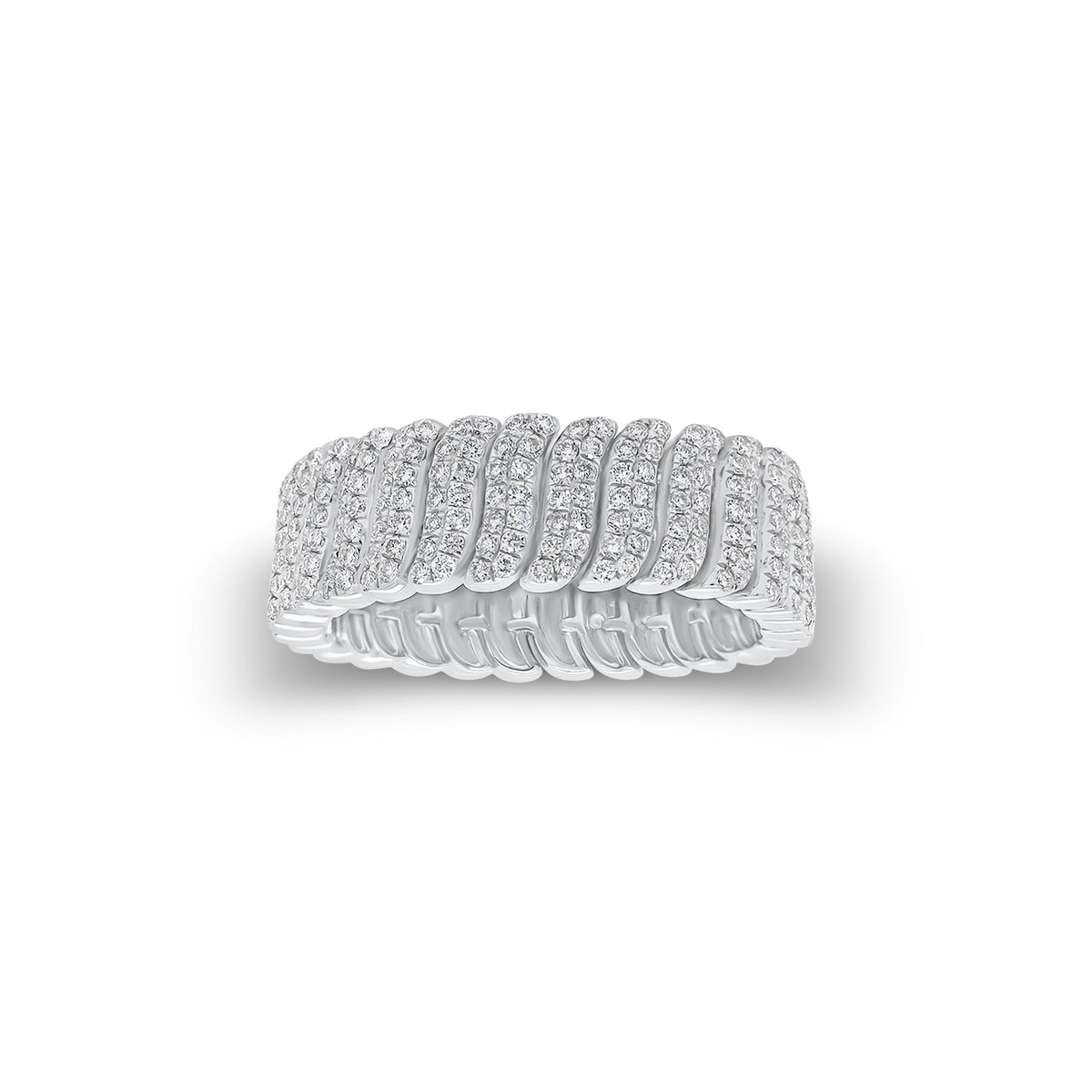 Pave Diamond Wave Band - 14K gold weighing 5.10 grams - 406 round diamonds weighing 1.13 carats