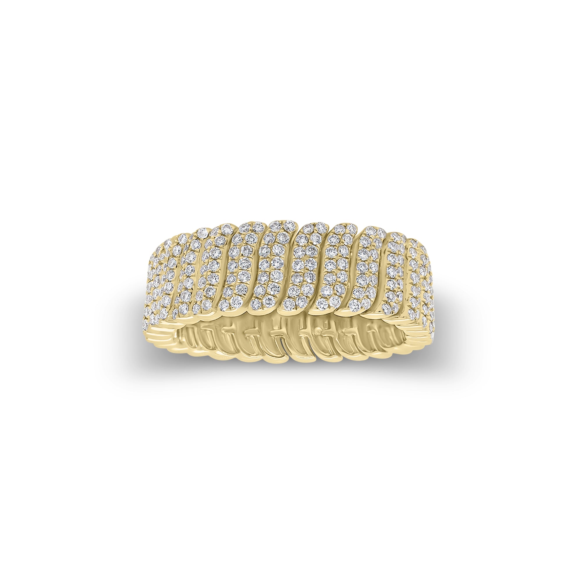 Pave Diamond Wave Band - 14K gold weighing 5.10 grams  - 406 round diamonds weighing 1.13 carats