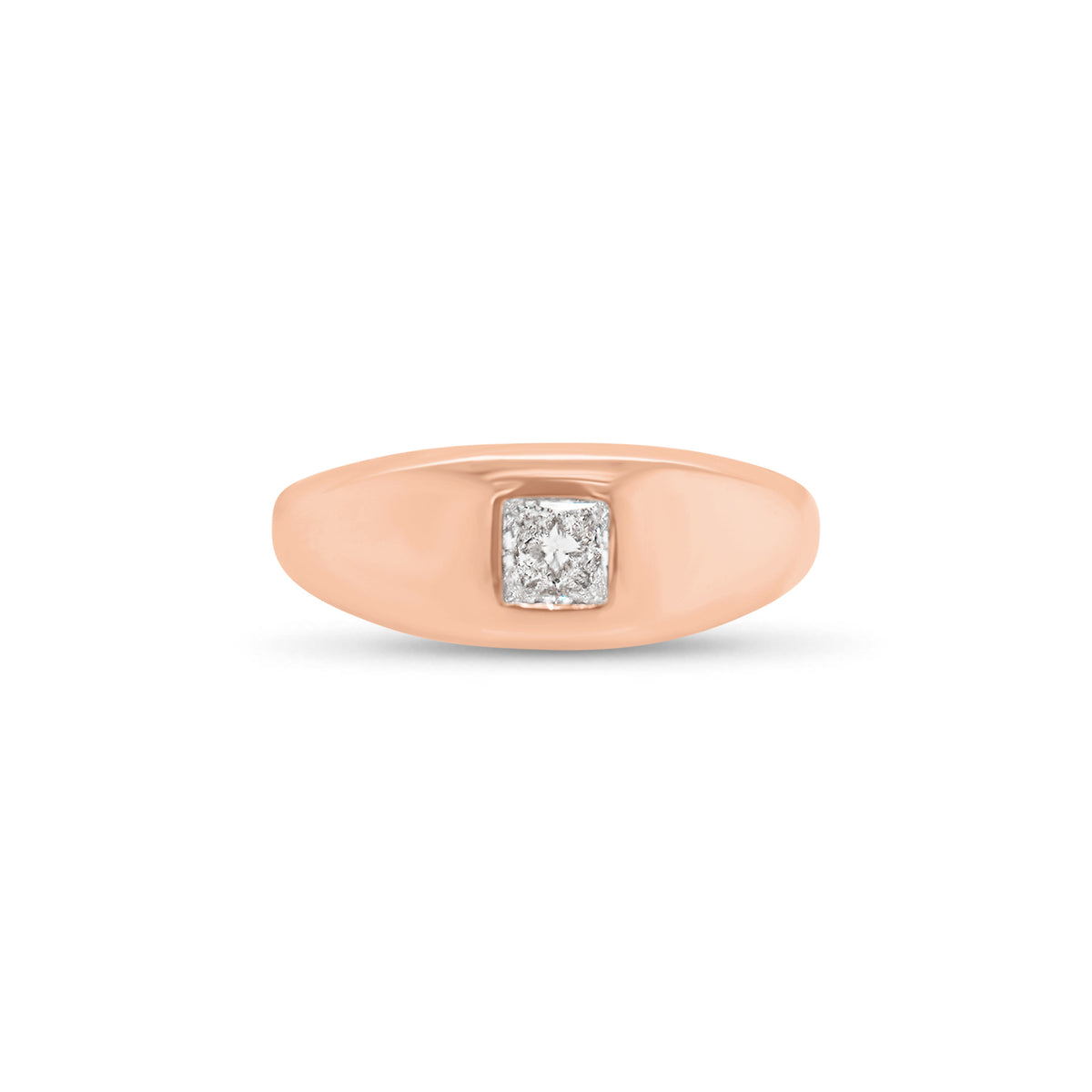 Princess Cut Diamond Dome Ring - 14K gold weighing 4.10 grams - 0.33 ct princess cut diamond
