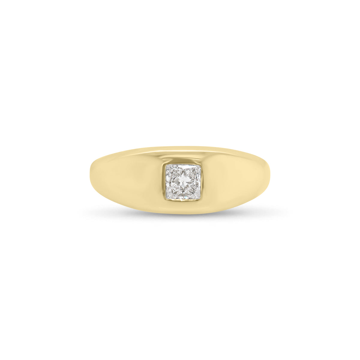 Princess Cut Diamond Dome Ring - 14K gold weighing 4.10 grams  - 0.33 ct princess cut diamond