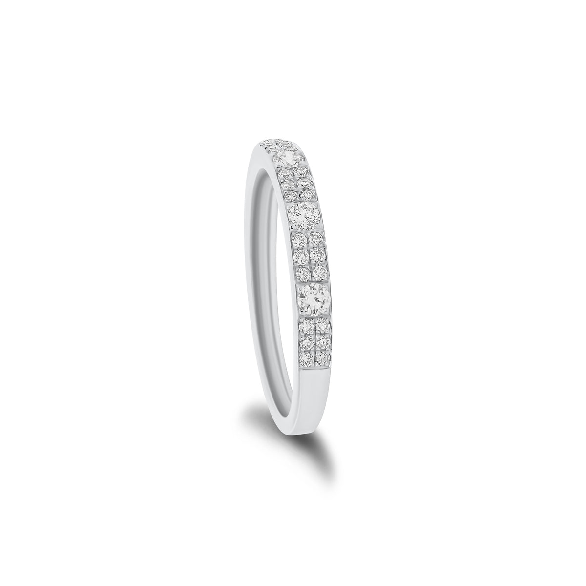 Diamond Pattern Stacking Ring - 14K gold weighing 1.78 grams - 36 round diamonds weighing 0.17 carats - 5 round diamonds weighing 0.20 carats
