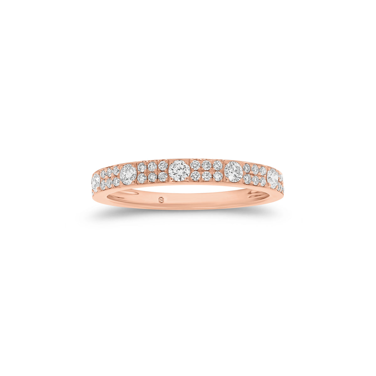 Diamond Pattern Stacking Ring - 14K gold weighing 1.78 grams - 36 round diamonds weighing 0.17 carats - 5 round diamonds weighing 0.20 carats