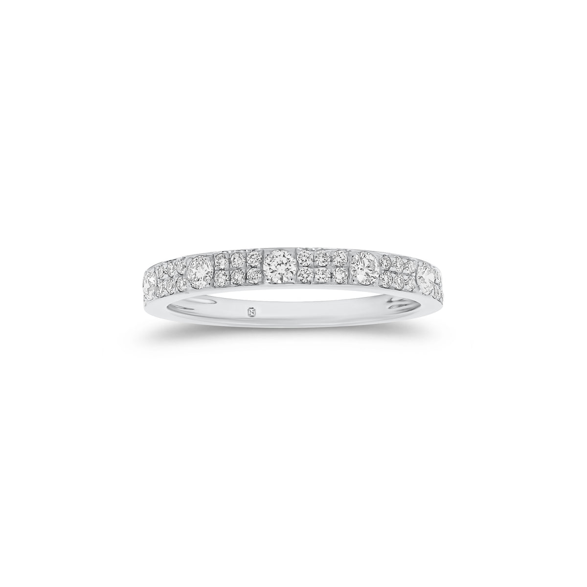 Diamond Pattern Stacking Ring - 14K gold weighing 1.78 grams  - 36 round diamonds weighing 0.17 carats  - 5 round diamonds weighing 0.20 carats