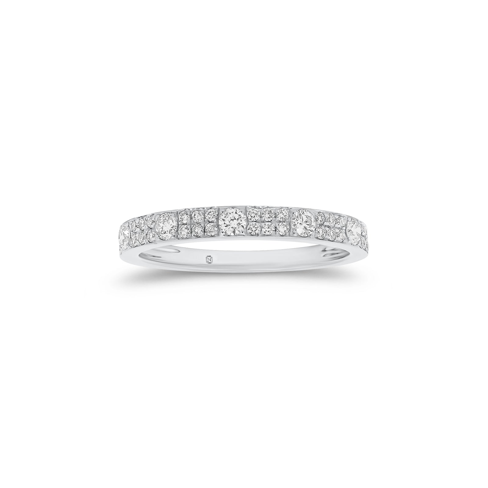 Diamond Pattern Stacking Ring - 14K gold weighing 1.78 grams  - 36 round diamonds weighing 0.17 carats  - 5 round diamonds weighing 0.20 carats