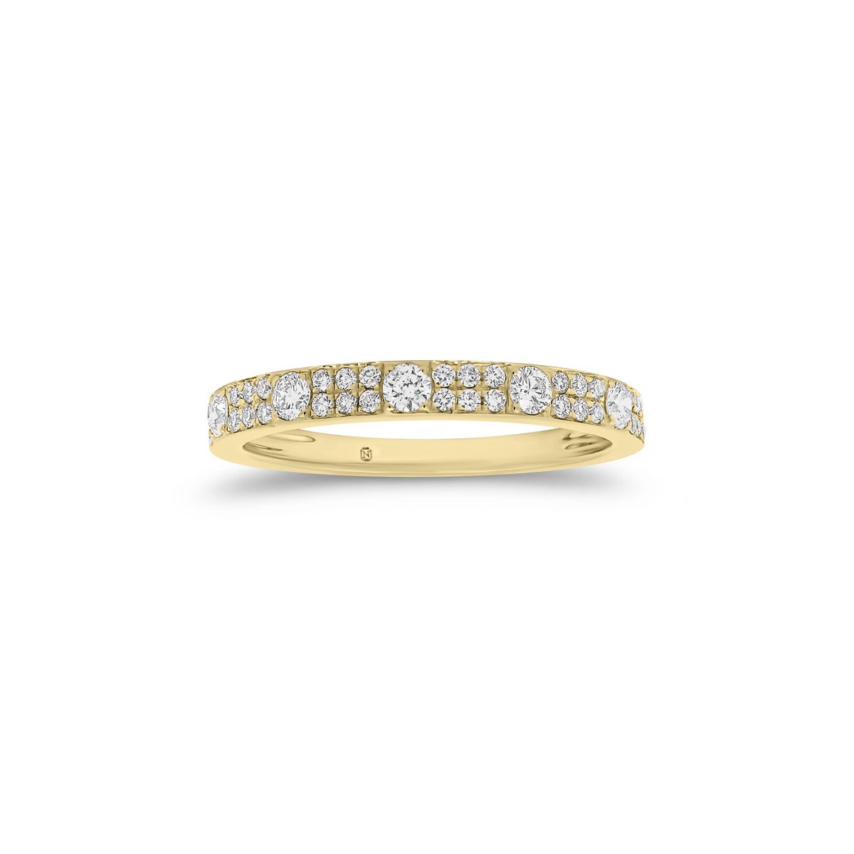 Diamond Pattern Stacking Ring - 14K gold weighing 1.78 grams - 36 round diamonds weighing 0.17 carats - 5 round diamonds weighing 0.20 carats