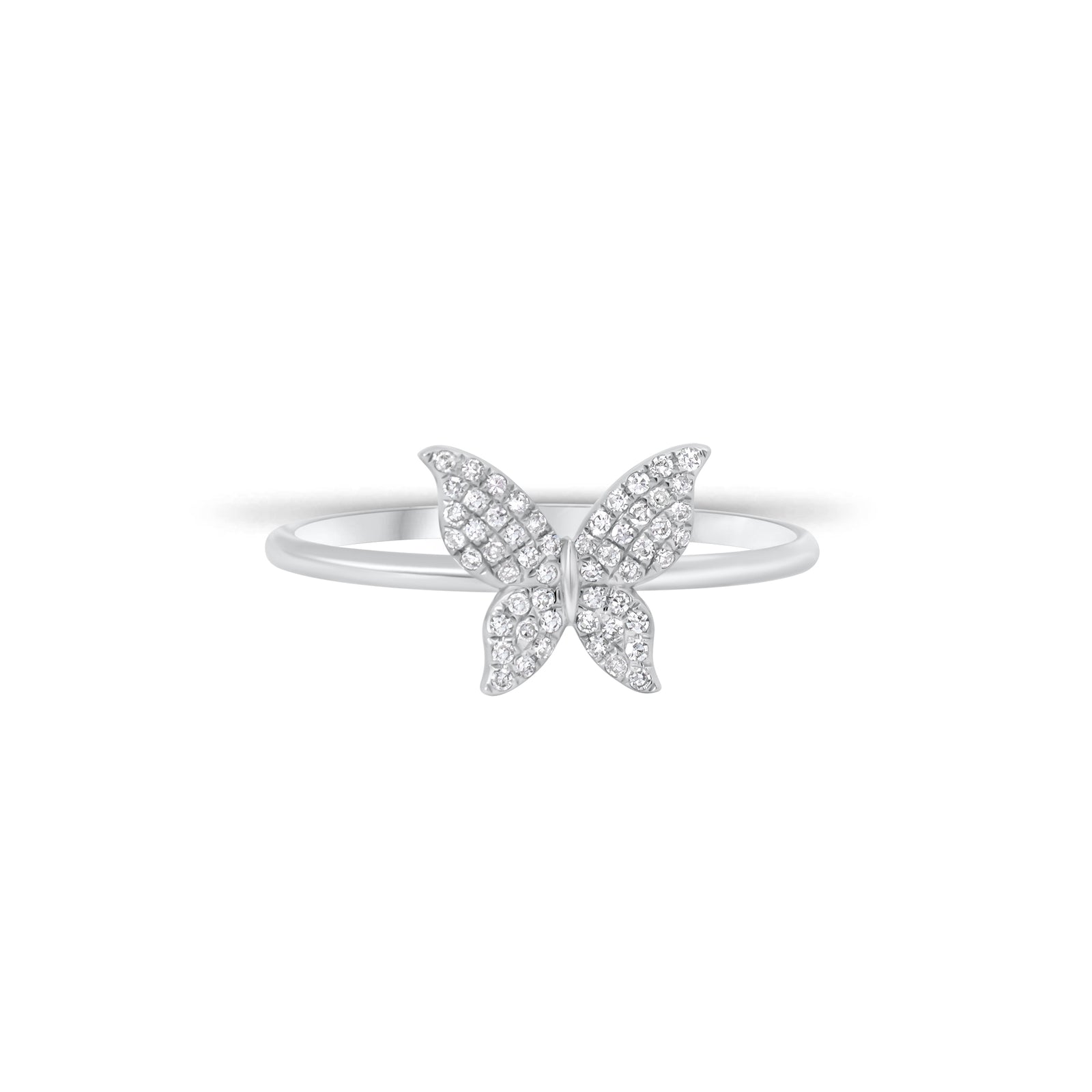 Diamond Dainty Butterfly Fashion Ring - 14K gold weighing 1.16 grams - 54 round diamonds weighing 0.10 carats