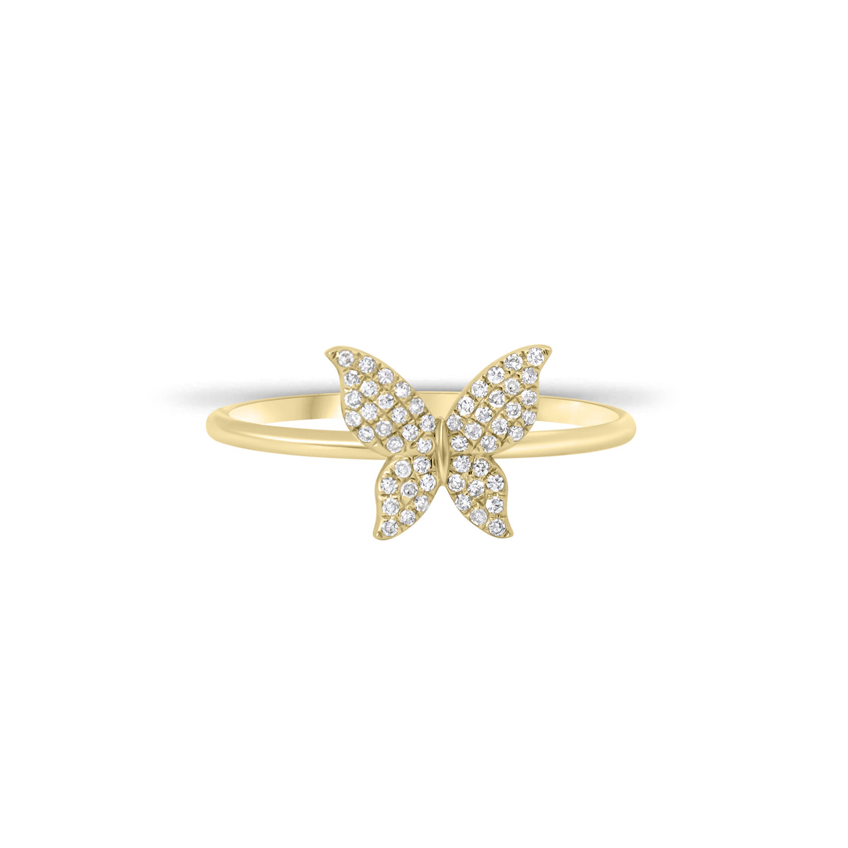 Diamond Dainty Butterfly Fashion Ring - 14K gold weighing 1.16 grams - 54 round diamonds weighing 0.10 carats