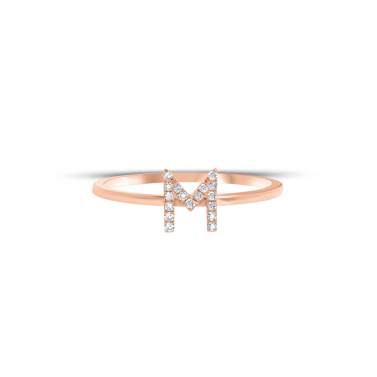 Diamond Initial Ring - 14K gold weighing 1.02 grams - 17 round diamonds weighing 0.05
carats