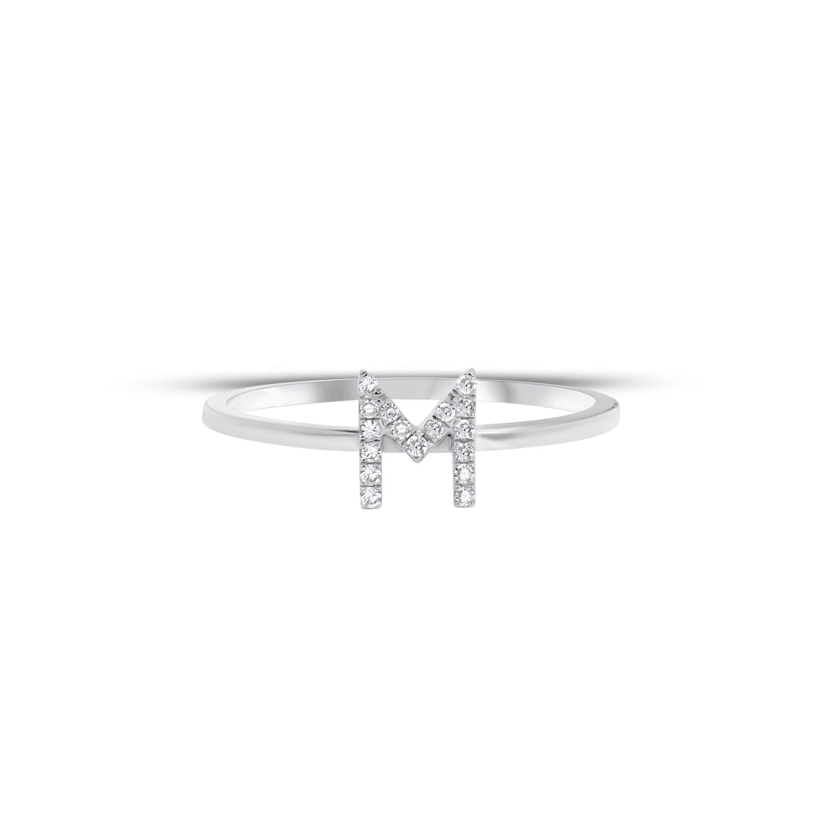 Diamond Initial Ring - 14K gold weighing 1.02 grams - 17 round diamonds weighing 0.05
carats