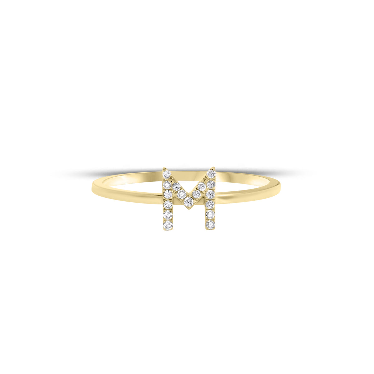 Diamond Initial Ring - 14K gold weighing 1.02 grams - 17 round diamonds weighing 0.05
carats