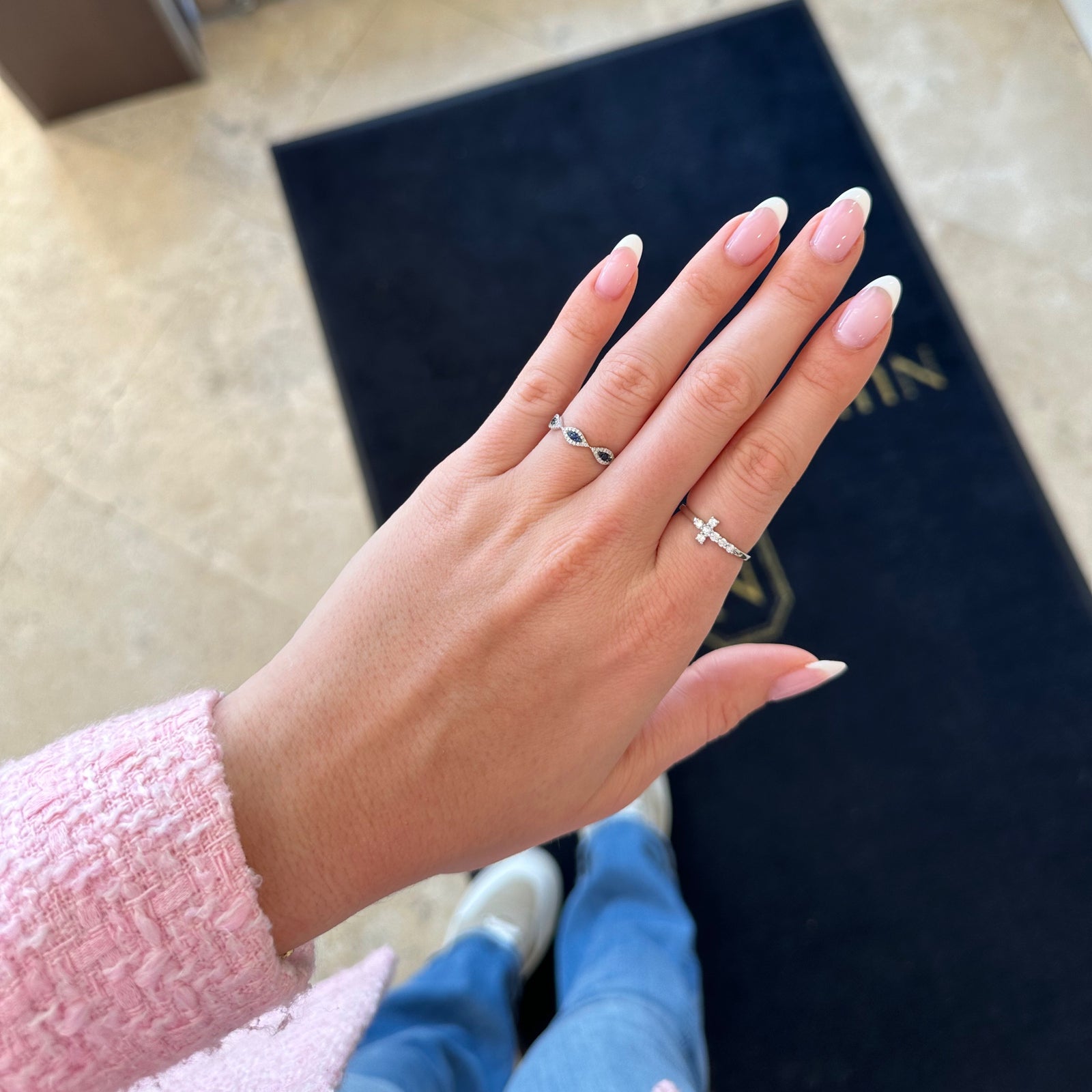 Diamond cross ring - 14K gold weighing 1.72 grams
- 7 round diamonds weighing 0.25 carats