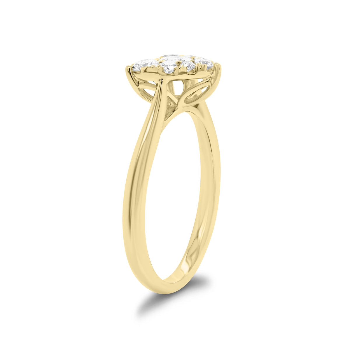 Diamond Heart Engagement Ring - 18K gold weighing 3.14 grams  - 10 round diamonds weighing 0.60 carats