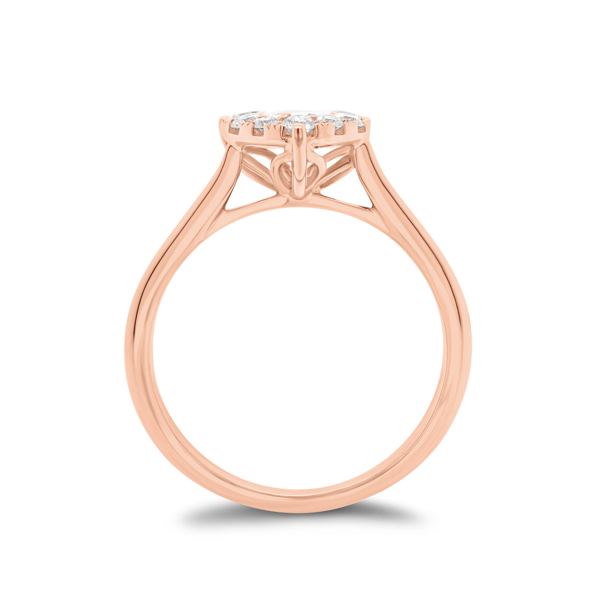 Diamond Heart Engagement Ring - 18K gold weighing 3.14 grams  - 10 round diamonds weighing 0.60 carats