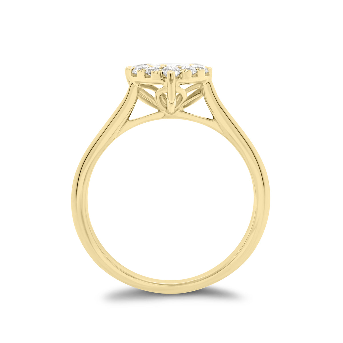 Diamond Heart Engagement Ring - 18K gold weighing 3.14 grams  - 10 round diamonds weighing 0.60 carats