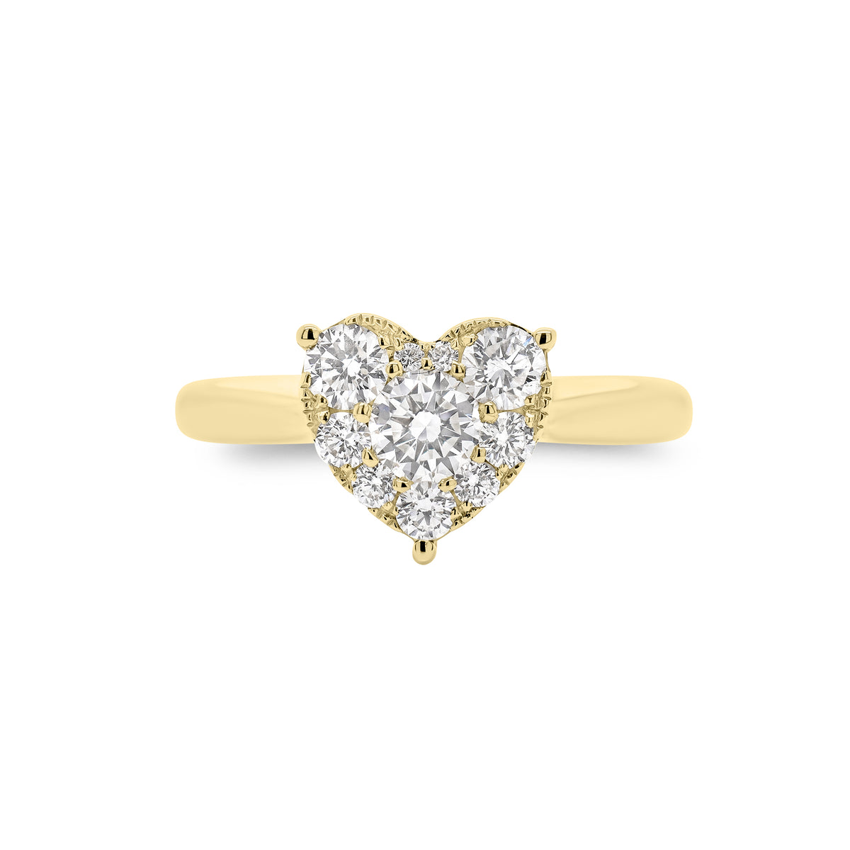 Diamond Heart Engagement Ring - 18K gold weighing 3.14 grams  - 10 round diamonds weighing 0.60 carats