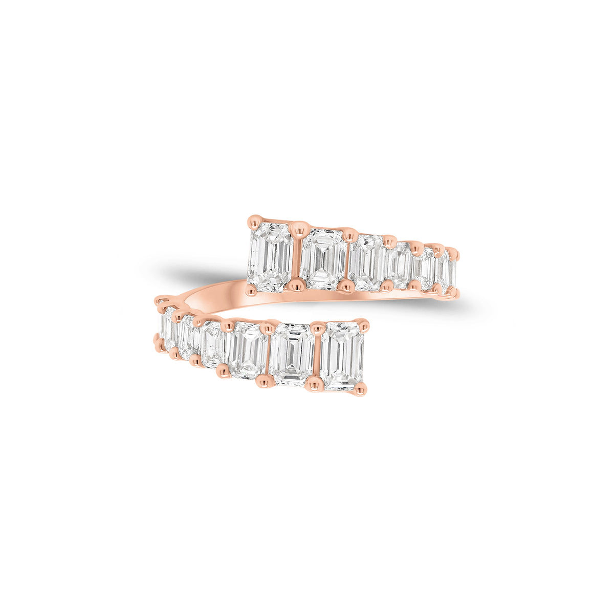 Emerald-Cut Diamond Wrap Ring - 14K gold weighing 2.98 grams - 14 emerald-cut diamonds weighing 2.11 carats