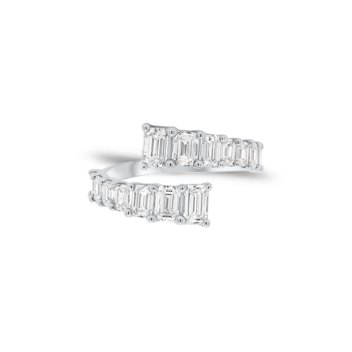 Emerald-Cut Diamond Wrap Ring - 14K gold weighing 2.98 grams - 14 emerald-cut diamonds weighing 2.11 carats